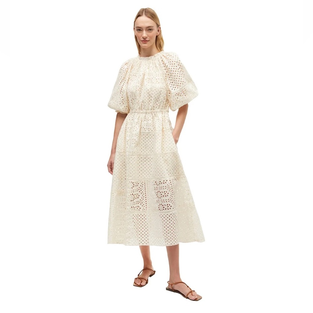 RHODE Cream Eyelet Midi Dress